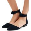 imageFSJ Women Classic Pointy Toe Ankle Strap DOrsay Flats Zipper Comfortable Walking Shoes Size 415 USNavy
