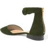 imageFSJ Women Classic Pointy Toe Ankle Strap DOrsay Flats Zipper Comfortable Walking Shoes Size 415 USOlive