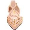 imageFSJ Women Flats Pointed Toe Crossed Strap DOrsay Studded Rivets Adjustable Buckle No Heel Party Dress Spikes Shoes Size 416 USPink