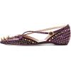 imageFSJ Women Flats Pointed Toe Crossed Strap DOrsay Studded Rivets Adjustable Buckle No Heel Party Dress Spikes Shoes Size 416 USPurple