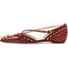 imageFSJ Women Flats Pointed Toe Crossed Strap DOrsay Studded Rivets Adjustable Buckle No Heel Party Dress Spikes Shoes Size 416 USRed