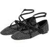 imageFSJ Women Mesh Ballet Flats Sparkly Rhinestones Embellished Square Toe Crisscross Strap with Buckle Mary Jane Ballerina Shoes Size 415 USBlack