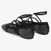 imageFSJ Women Mesh Ballet Flats Sparkly Rhinestones Embellished Square Toe Crisscross Strap with Buckle Mary Jane Ballerina Shoes Size 415 USBlack
