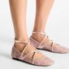 imageFSJ Women Mesh Ballet Flats Sparkly Rhinestones Embellished Square Toe Crisscross Strap with Buckle Mary Jane Ballerina Shoes Size 415 USPink