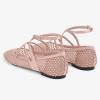 imageFSJ Women Mesh Ballet Flats Sparkly Rhinestones Embellished Square Toe Crisscross Strap with Buckle Mary Jane Ballerina Shoes Size 415 USPink