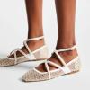 imageFSJ Women Mesh Ballet Flats Sparkly Rhinestones Embellished Square Toe Crisscross Strap with Buckle Mary Jane Ballerina Shoes Size 415 USWhite