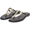 imageFSJ Women Open Toe Flat Thong Sandals TStrap Gold Detail Flip Flops SlipOn Slides Casual Summer Beach Fashion Slippers Size 416 USBlack