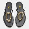 imageFSJ Women Open Toe Flat Thong Sandals TStrap Gold Detail Flip Flops SlipOn Slides Casual Summer Beach Fashion Slippers Size 416 USBlack