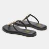 imageFSJ Women Open Toe Flat Thong Sandals TStrap Gold Detail Flip Flops SlipOn Slides Casual Summer Beach Fashion Slippers Size 416 USBlack