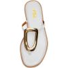 imageFSJ Women Open Toe Flat Thong Sandals TStrap Gold Detail Flip Flops SlipOn Slides Casual Summer Beach Fashion Slippers Size 416 USWhite