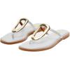 imageFSJ Women Open Toe Flat Thong Sandals TStrap Gold Detail Flip Flops SlipOn Slides Casual Summer Beach Fashion Slippers Size 416 USWhite