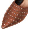 imageFSJ Women Pointed Toe Flats Mules Sandals Studded Backless Slip On Romantic Comfortable Slippers Casual Travel Date Party Slides Loafer Shoes Size 415 USBrown