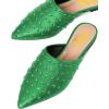 imageFSJ Women Pointed Toe Flats Mules Sandals Studded Backless Slip On Romantic Comfortable Slippers Casual Travel Date Party Slides Loafer Shoes Size 415 USGreen