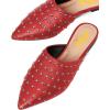 imageFSJ Women Pointed Toe Flats Mules Sandals Studded Backless Slip On Romantic Comfortable Slippers Casual Travel Date Party Slides Loafer Shoes Size 415 USRed