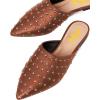 imageFSJ Women Pointed Toe Flats Mules Sandals Studded Backless Slip On Romantic Comfortable Slippers Casual Travel Date Party Slides Loafer Shoes Size 415 USBrown