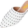imageFSJ Women Pointed Toe Flats Mules Sandals Studded Backless Slip On Romantic Comfortable Slippers Casual Travel Date Party Slides Loafer Shoes Size 415 USWhite