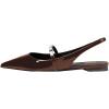 imageFSJ Women Slingback Flats with Beaded Studded Pointed Toe Pearl Strap Slip On Office Casual Comfort Ballet Shoes Size 416 USBrown