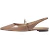 imageFSJ Women Slingback Flats with Beaded Studded Pointed Toe Pearl Strap Slip On Office Casual Comfort Ballet Shoes Size 416 USNude