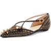 imageFSJ Women Flats Pointed Toe Crossed Strap DOrsay Studded Rivets Adjustable Buckle No Heel Party Dress Spikes Shoes Size 416 USBlack