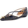 imageFSJ Women Flats Pointed Toe Crossed Strap DOrsay Studded Rivets Adjustable Buckle No Heel Party Dress Spikes Shoes Size 416 USBlue