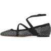 imageFSJ Women Mesh Ballet Flats Sparkly Rhinestones Embellished Square Toe Crisscross Strap with Buckle Mary Jane Ballerina Shoes Size 415 USBlack