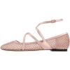 imageFSJ Women Mesh Ballet Flats Sparkly Rhinestones Embellished Square Toe Crisscross Strap with Buckle Mary Jane Ballerina Shoes Size 415 USPink