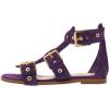 imageFSJ Women Open Toe Fisherman Gladiator Flat Sandal Three Buckle Strap Roman Studs Summer Casual Daily Shoes Size 416 USPurple