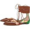 imageFSJ Women Pointed Toe DOrsay Ballet Flats Ankle Wrap Laceup Comfortable Ladies Casual Soft Dancing Dress Flat Shoes Size 415 USBrowngreen