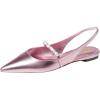 imageFSJ Women Slingback Flats with Beaded Studded Pointed Toe Pearl Strap Slip On Office Casual Comfort Ballet Shoes Size 416 USPink