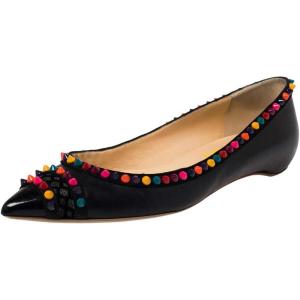 imageFSJ Women Cap Toe Multicolor Rivet Studded Flats Three Tone Slip On Comfort No Heel Closed Pointed Toe Casual Prom Shoes Size 415 USBlack Pu