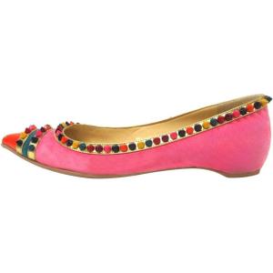 imageFSJ Women Cap Toe Multicolor Rivet Studded Flats Three Tone Slip On Comfort No Heel Closed Pointed Toe Casual Prom Shoes Size 415 USPink