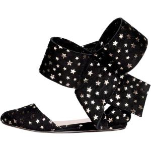 imageFSJ Women Chic Closed Pointed Toe DOrsay Ankle Strap Ballet Flats Shoes Large Side Bows Comfortable Shoes Size 416 USBlackgold Stars