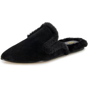 imageFSJ Women Fur Mules Comfortable Pointed Closed Toe Flat Sandals SlipOn Furry Padded Backless Loafers Casual Slides Slippers Shoes Size 416 USBlack