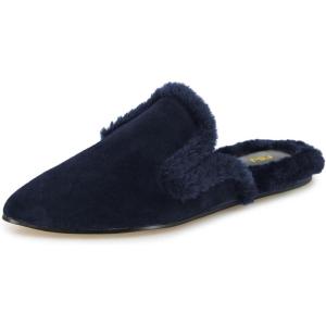 imageFSJ Women Fur Mules Comfortable Pointed Closed Toe Flat Sandals SlipOn Furry Padded Backless Loafers Casual Slides Slippers Shoes Size 416 USBlue