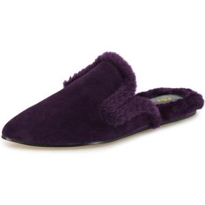 imageFSJ Women Fur Mules Comfortable Pointed Closed Toe Flat Sandals SlipOn Furry Padded Backless Loafers Casual Slides Slippers Shoes Size 416 USPurple