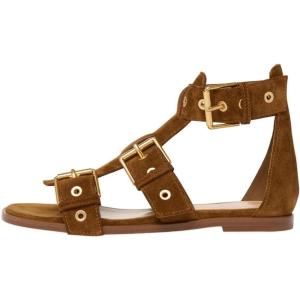 imageFSJ Women Open Toe Fisherman Gladiator Flat Sandal Three Buckle Strap Roman Studs Summer Casual Daily Shoes Size 416 USBrown