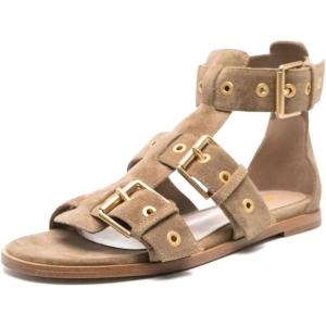 imageFSJ Women Open Toe Fisherman Gladiator Flat Sandal Three Buckle Strap Roman Studs Summer Casual Daily Shoes Size 416 USKhaki