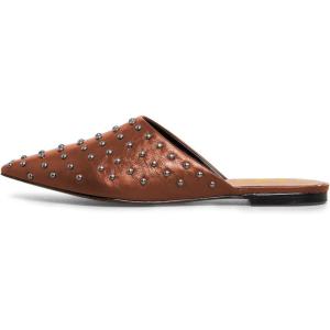 imageFSJ Women Pointed Toe Flats Mules Sandals Studded Backless Slip On Romantic Comfortable Slippers Casual Travel Date Party Slides Loafer Shoes Size 415 USBrown