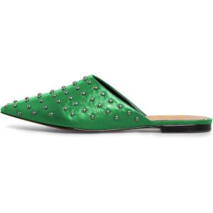 imageFSJ Women Pointed Toe Flats Mules Sandals Studded Backless Slip On Romantic Comfortable Slippers Casual Travel Date Party Slides Loafer Shoes Size 415 USGreen