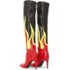 imageFSJ Women Stylish Flame Knee High Heel Boots Pointed Toe Stiletto Over the Knee Boots Fashion Thigh High Winter Warm Long Boots Size 415 USBlack