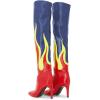 imageFSJ Women Stylish Flame Knee High Heel Boots Pointed Toe Stiletto Over the Knee Boots Fashion Thigh High Winter Warm Long Boots Size 415 USBlue