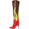 imageFSJ Women Stylish Flame Knee High Heel Boots Pointed Toe Stiletto Over the Knee Boots Fashion Thigh High Winter Warm Long Boots Size 415 USBrown