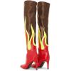 imageFSJ Women Stylish Flame Knee High Heel Boots Pointed Toe Stiletto Over the Knee Boots Fashion Thigh High Winter Warm Long Boots Size 415 USBrown