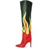 imageFSJ Women Stylish Flame Knee High Heel Boots Pointed Toe Stiletto Over the Knee Boots Fashion Thigh High Winter Warm Long Boots Size 415 USGreen