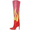 imageFSJ Women Stylish Flame Knee High Heel Boots Pointed Toe Stiletto Over the Knee Boots Fashion Thigh High Winter Warm Long Boots Size 415 USPink