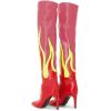 imageFSJ Women Stylish Flame Knee High Heel Boots Pointed Toe Stiletto Over the Knee Boots Fashion Thigh High Winter Warm Long Boots Size 415 USPink