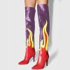 imageFSJ Women Stylish Flame Knee High Heel Boots Pointed Toe Stiletto Over the Knee Boots Fashion Thigh High Winter Warm Long Boots Size 415 USPurple