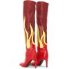 imageFSJ Women Stylish Flame Knee High Heel Boots Pointed Toe Stiletto Over the Knee Boots Fashion Thigh High Winter Warm Long Boots Size 415 USRed