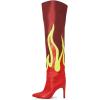 imageFSJ Women Stylish Flame Knee High Heel Boots Pointed Toe Stiletto Over the Knee Boots Fashion Thigh High Winter Warm Long Boots Size 415 USRed