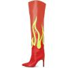 imageFSJ Women Stylish Flame Knee High Heel Boots Pointed Toe Stiletto Over the Knee Boots Fashion Thigh High Winter Warm Long Boots Size 415 USRedorange